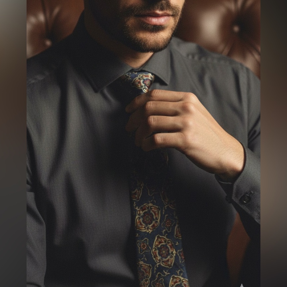 Liberty of London Men's Tie Baroque Medallion‎ Print Silk Necktie 55" x 3.75"